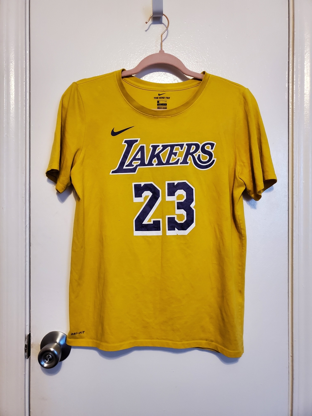 Nike Lakers 23 Short-Sleeve Tee in Yellow with Purple Accents